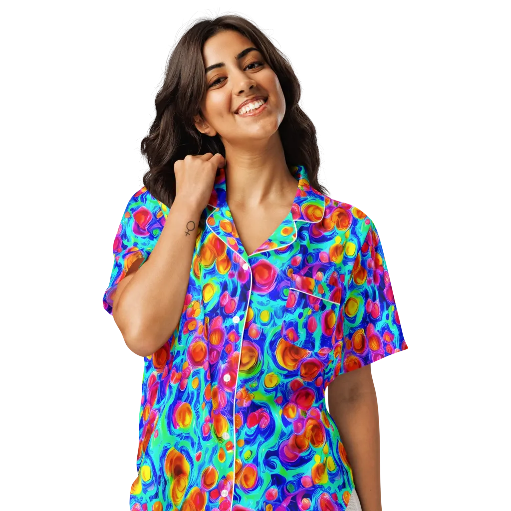 Molten Confetti on Women's Short Sleeve Pajama Top — Front