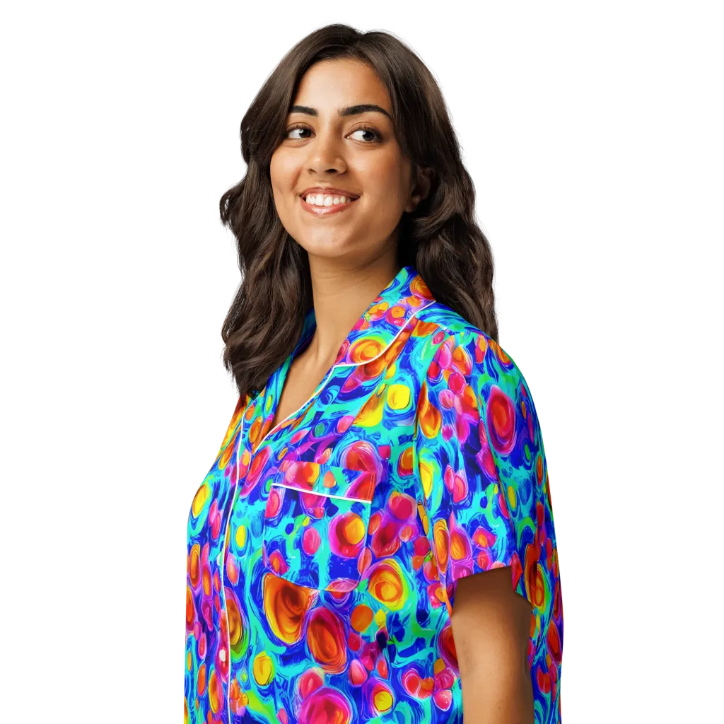 Molten Confetti on Women's Short Sleeve Pajama Top — Left Front