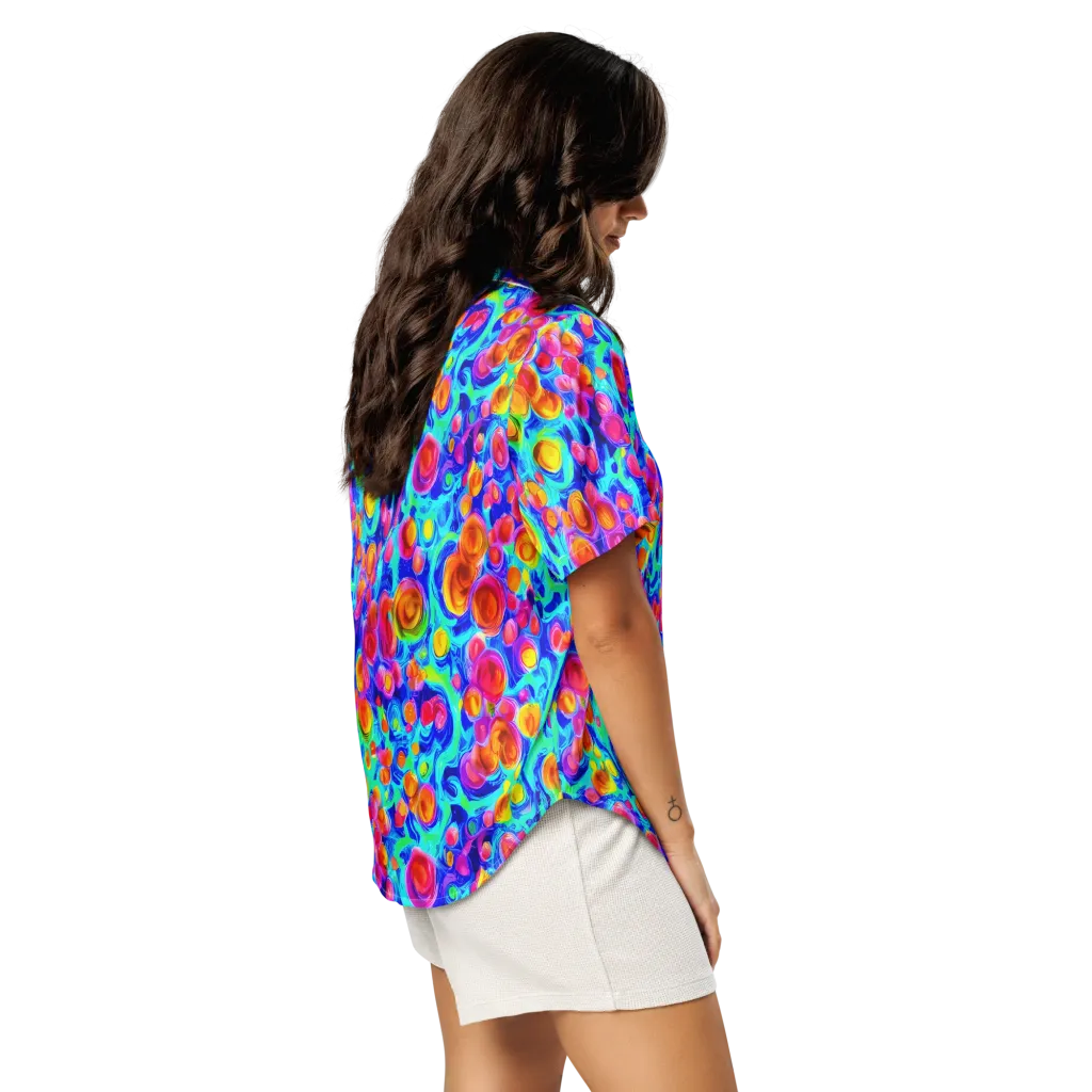 Molten Confetti on Women's Short Sleeve Pajama Top — Right Back