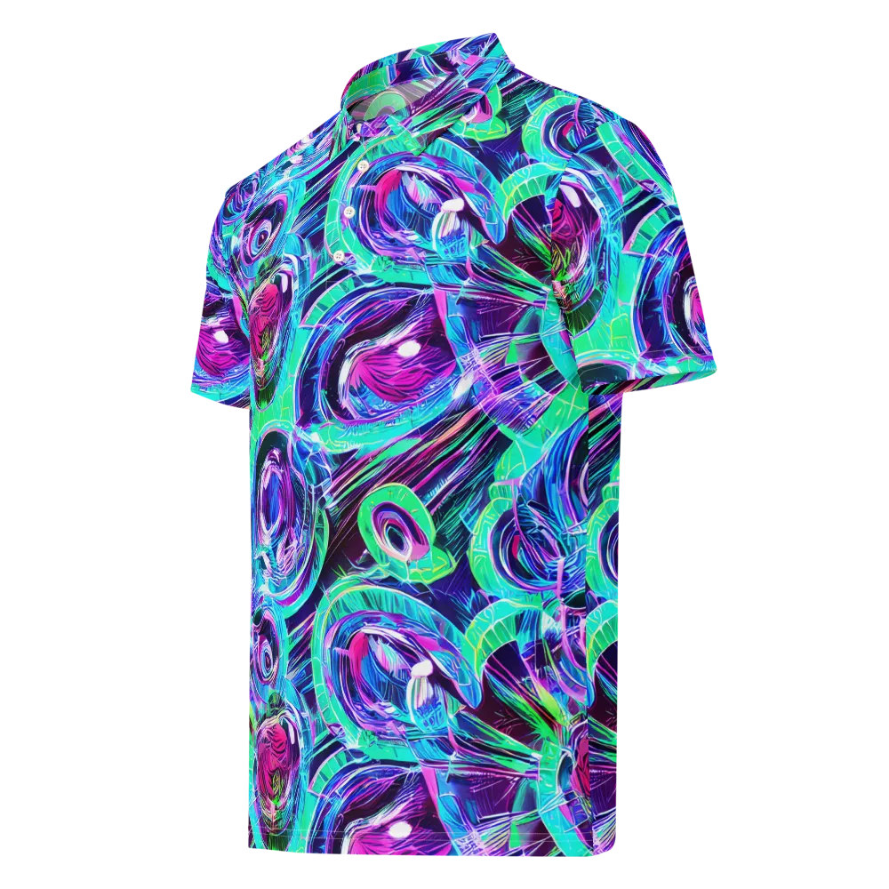 Digital Tidal Wave on Men's Slim Fit Polo Shirt — Left Front
