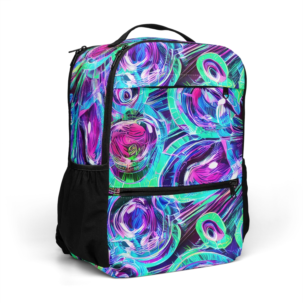 Digital Tidal Wave on Utility Backpack — Right Front