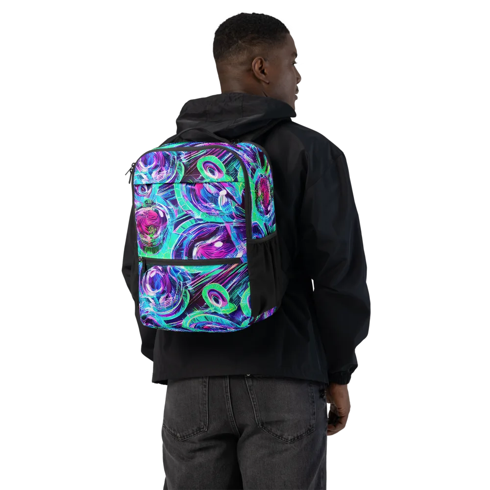 Digital Tidal Wave on Utility Backpack — Back