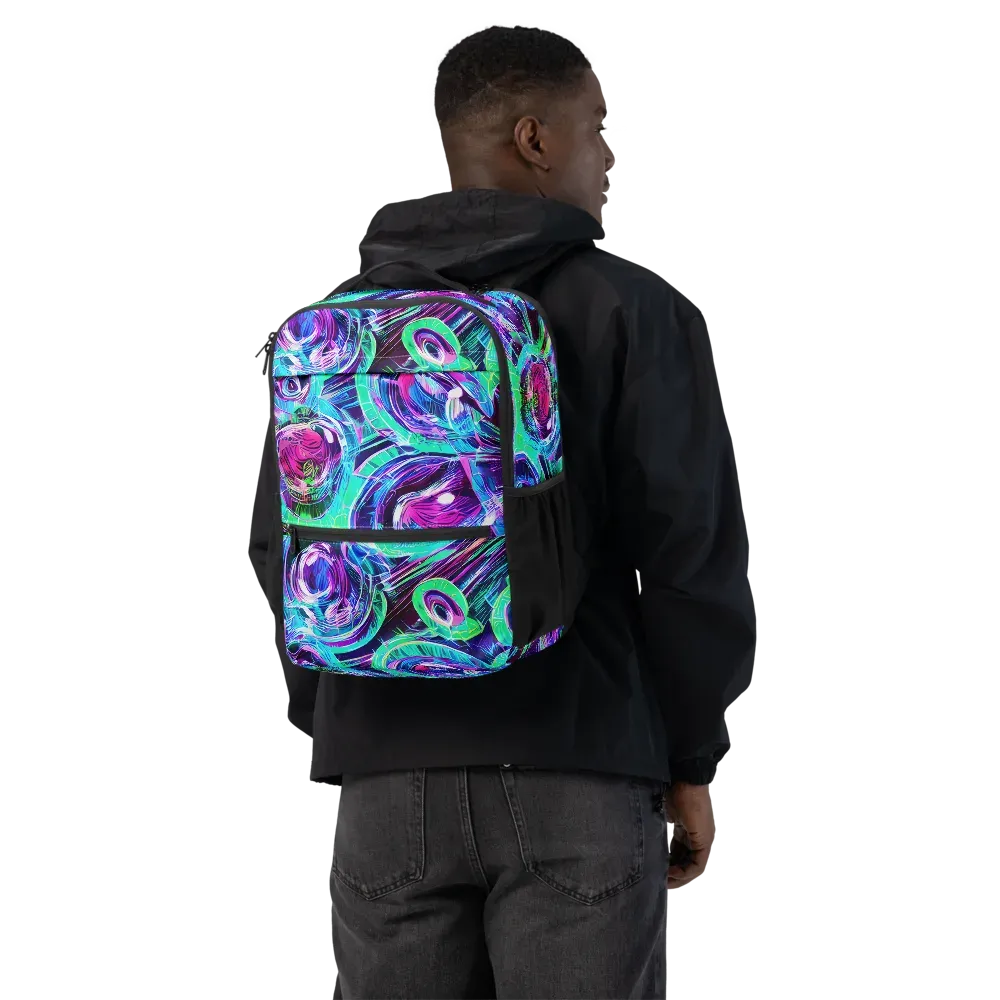 Digital Tidal Wave on Utility Backpack — Back