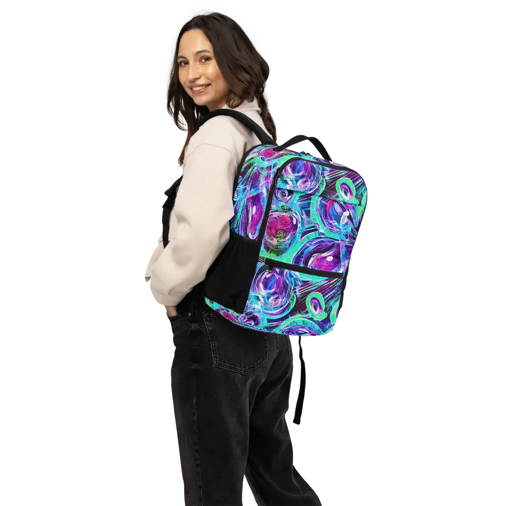 Digital Tidal Wave on Utility Backpack — Back