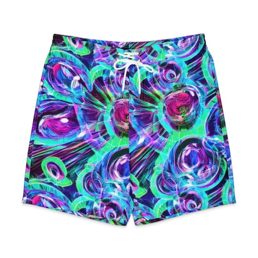 Digital Tidal Wave on a Men's Board Shorts