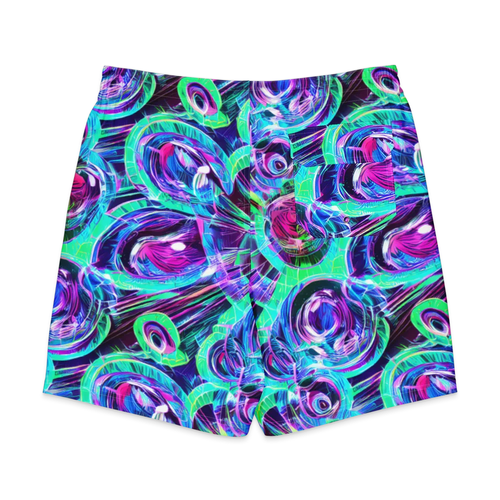 Digital Tidal Wave on Men's Board Shorts — Back