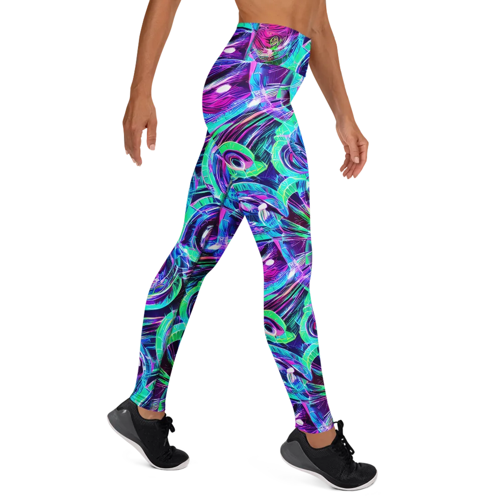 Digital Tidal Wave on Yoga Leggings — Right