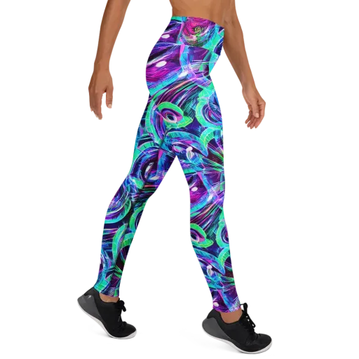 Digital Tidal Wave on a Yoga Leggings