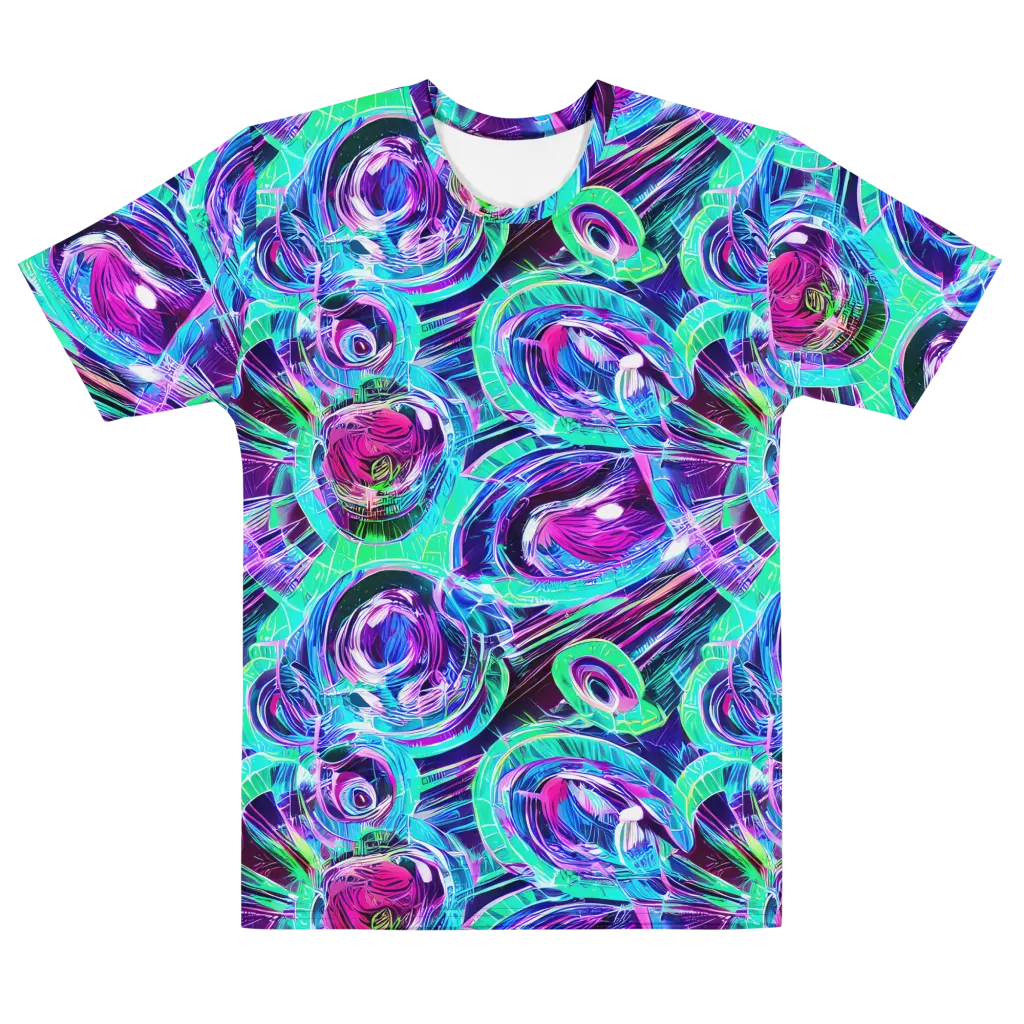 Digital Tidal Wave on Men's Cotton Crew Neck T-Shirt — Front