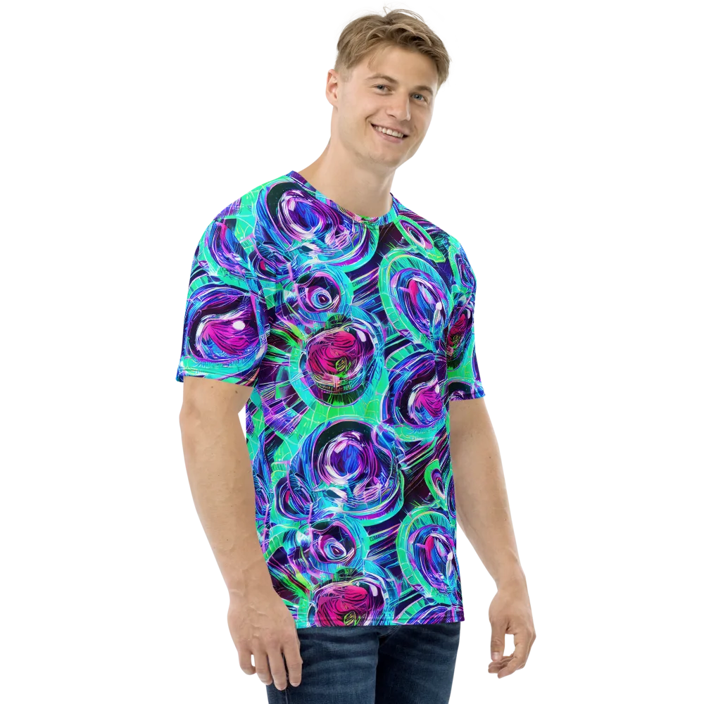 Digital Tidal Wave on Men's Crew Neck T-Shirt — Right