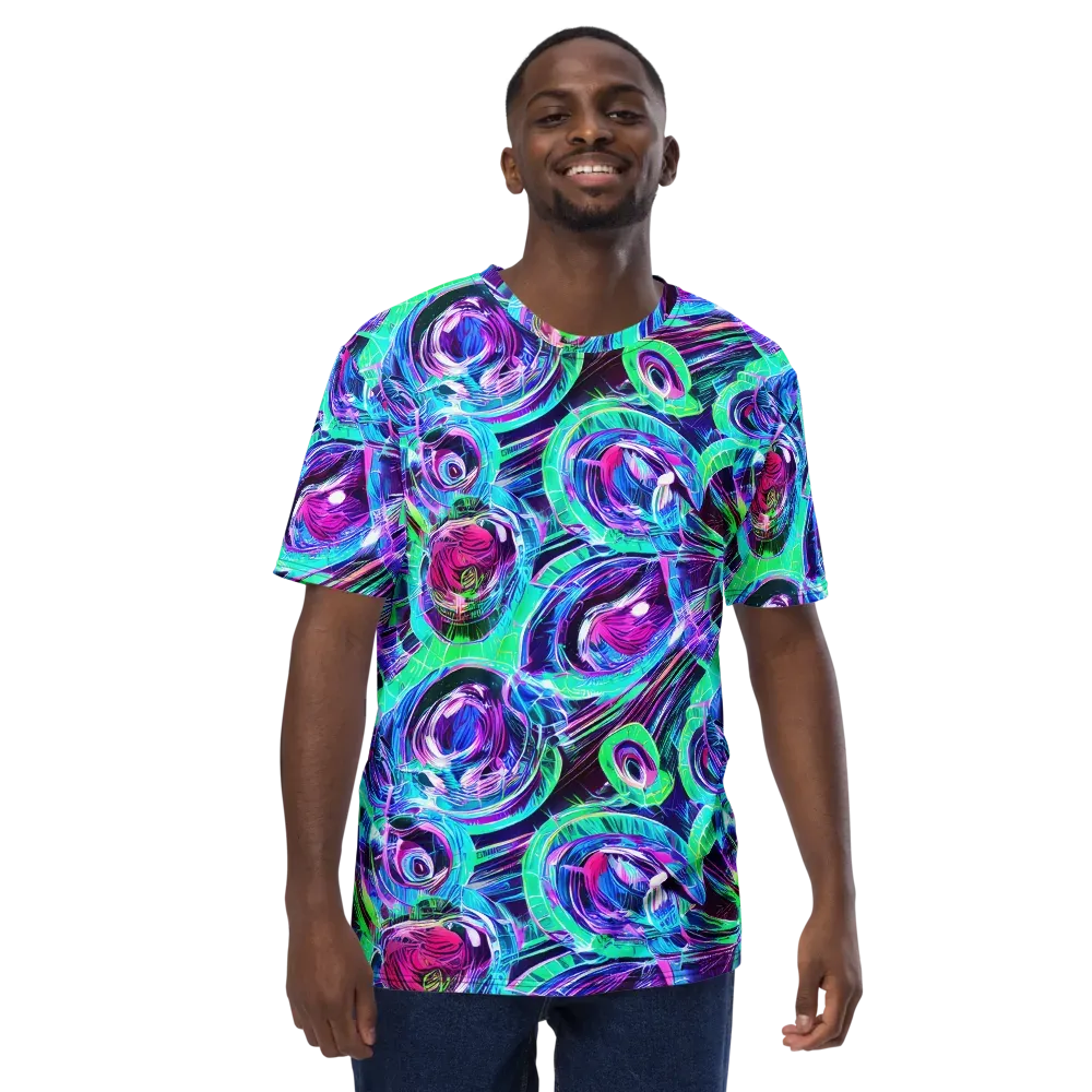 Digital Tidal Wave on Men's Crew Neck T-Shirt — Front