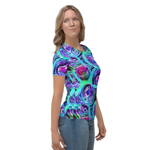 Digital Tidal Wave on a Women's Crew Neck T-Shirt