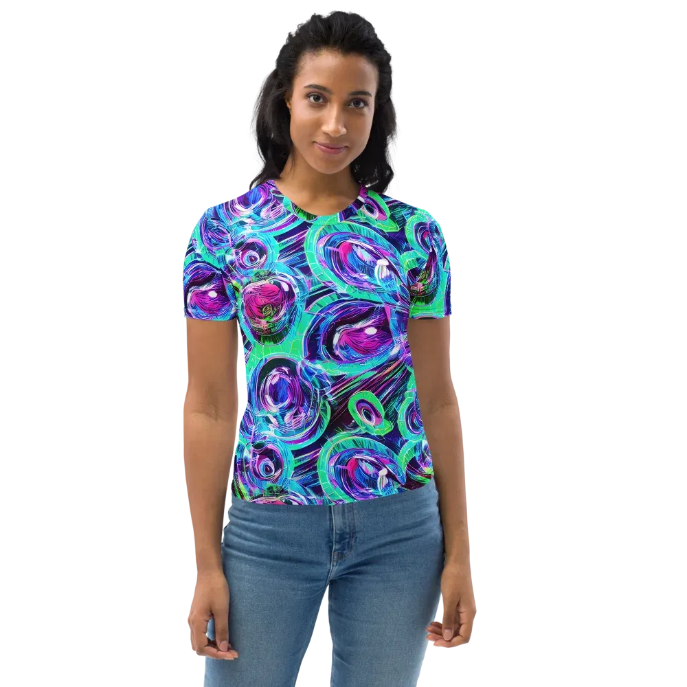 Digital Tidal Wave on Women's Crew Neck T-Shirt — Front