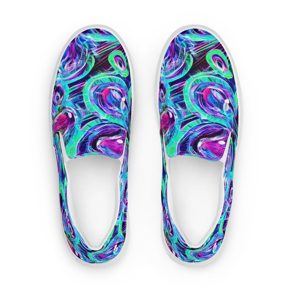 Digital Tidal Wave on Men's Slip-On Canvas Shoes — Front