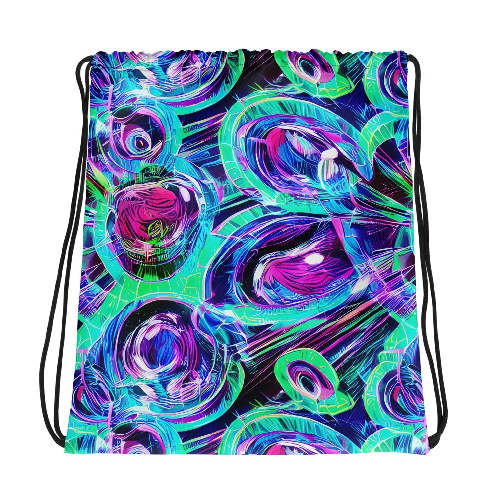 Digital Tidal Wave on Drawstring Bag — Photo