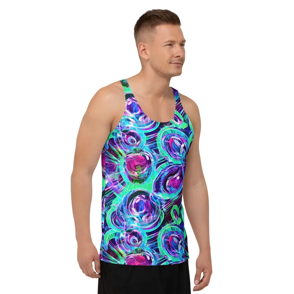 Digital Tidal Wave on Men's Tank Top — Right Front