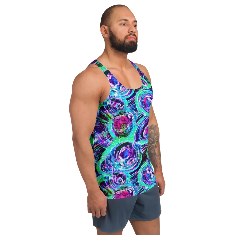 Digital Tidal Wave on Men's Tank Top — Right Front