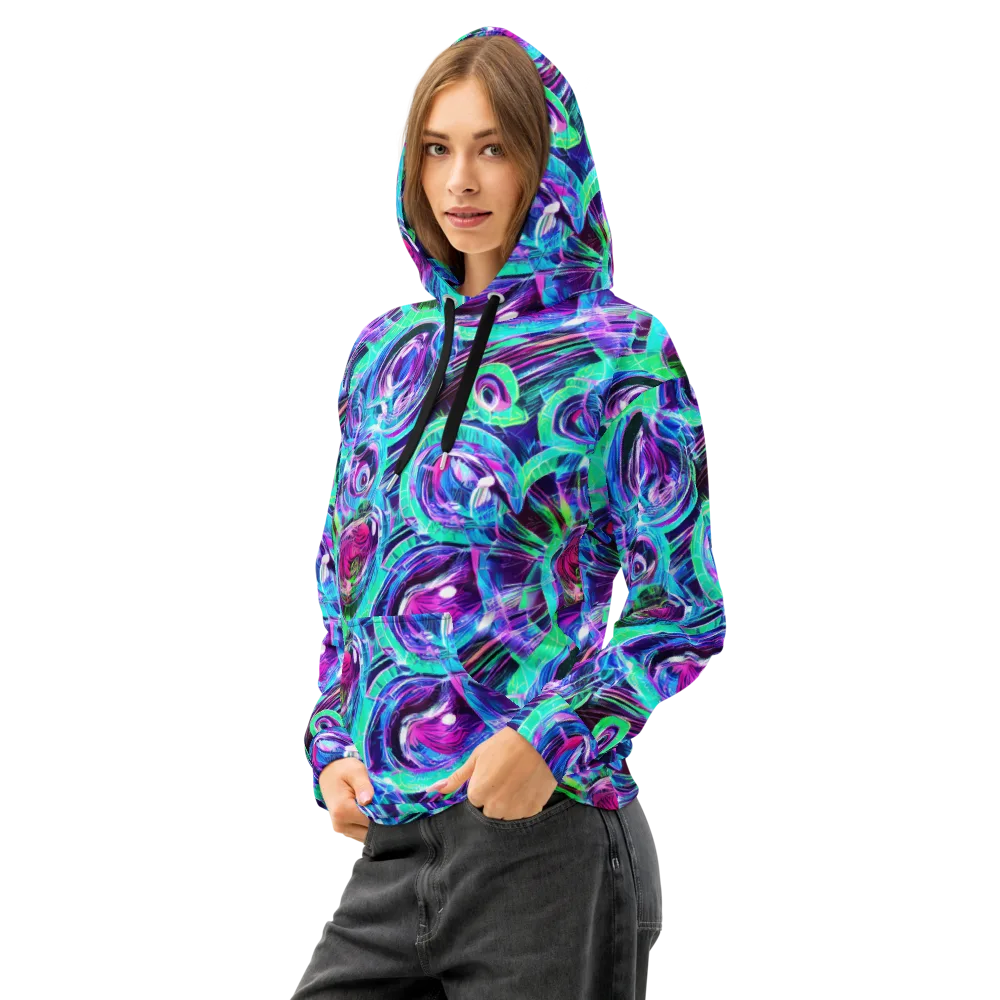 Digital Tidal Wave on Cotton Hoodie — Left Front