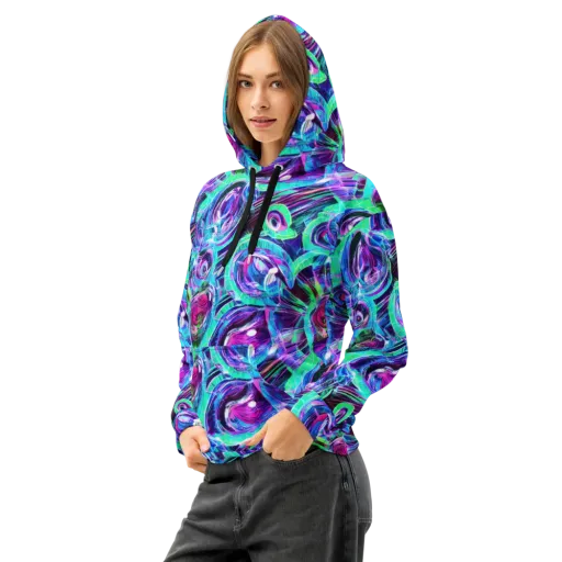 Digital Tidal Wave on a Cotton Hoodie