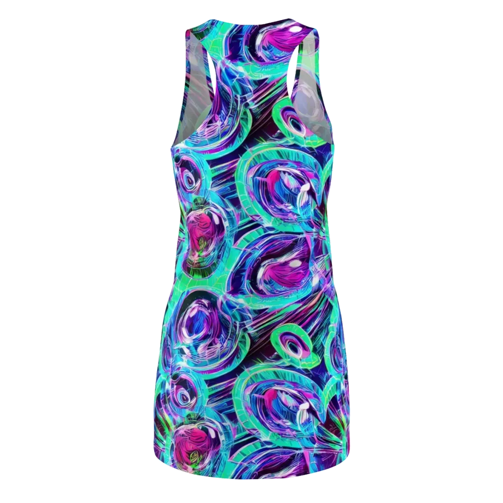 Digital Tidal Wave on Racerback Dress — Back