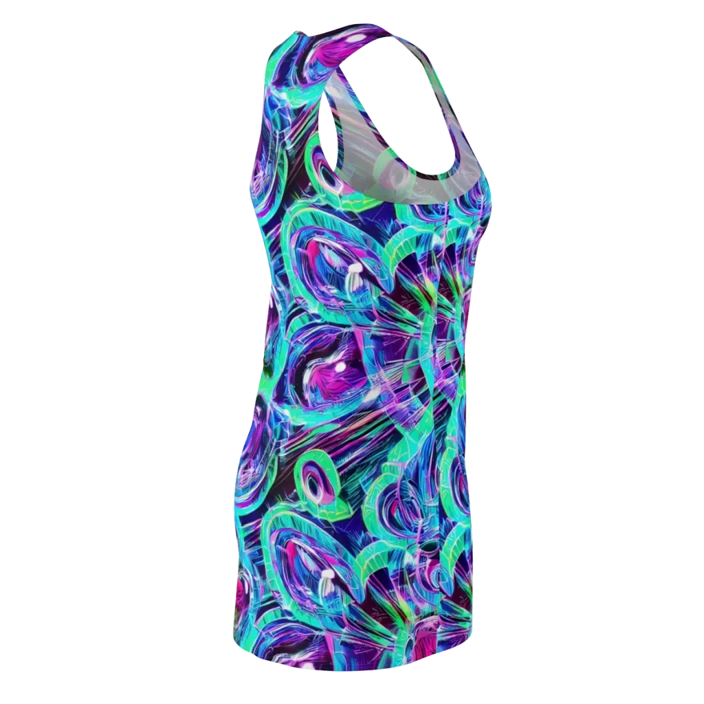 Digital Tidal Wave on Racerback Dress — Back Side