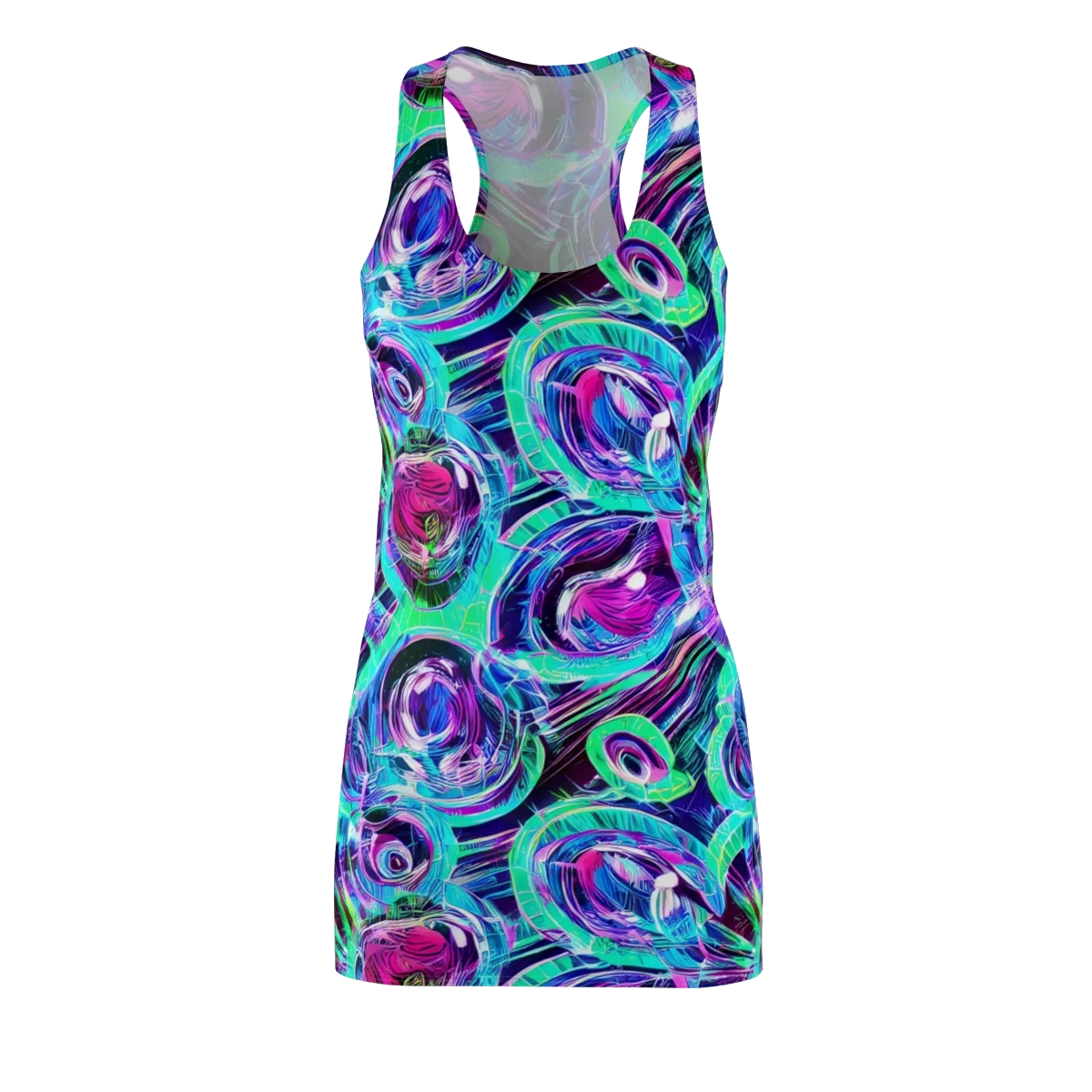 Digital Tidal Wave on Racerback Dress — Front