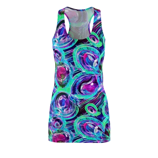Digital Tidal Wave on a Racerback Dress