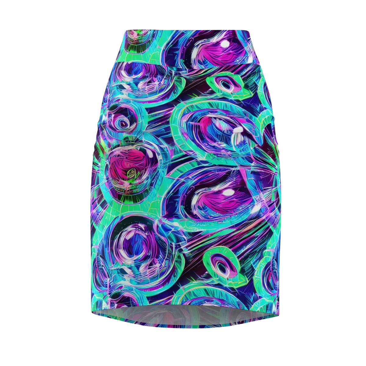 Digital Tidal Wave on Pencil Skirt — Front