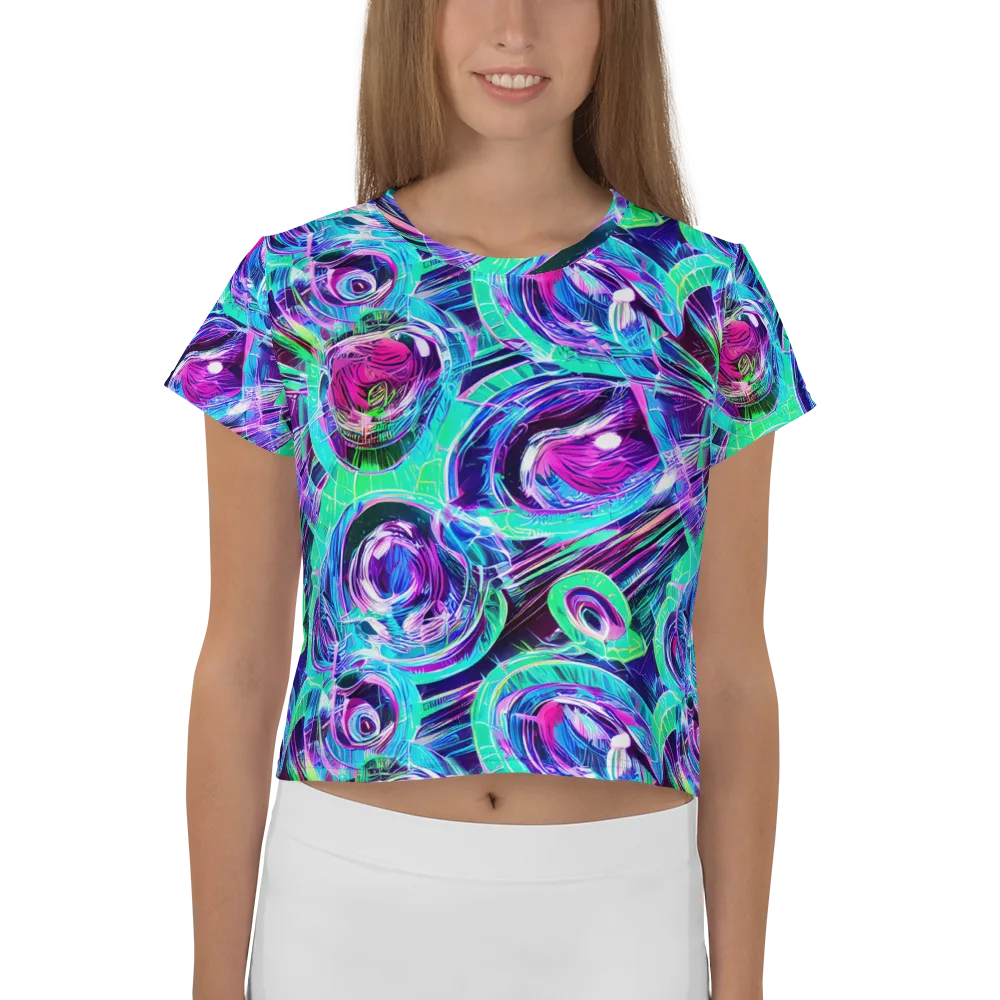 Digital Tidal Wave on Crop Tee — Front
