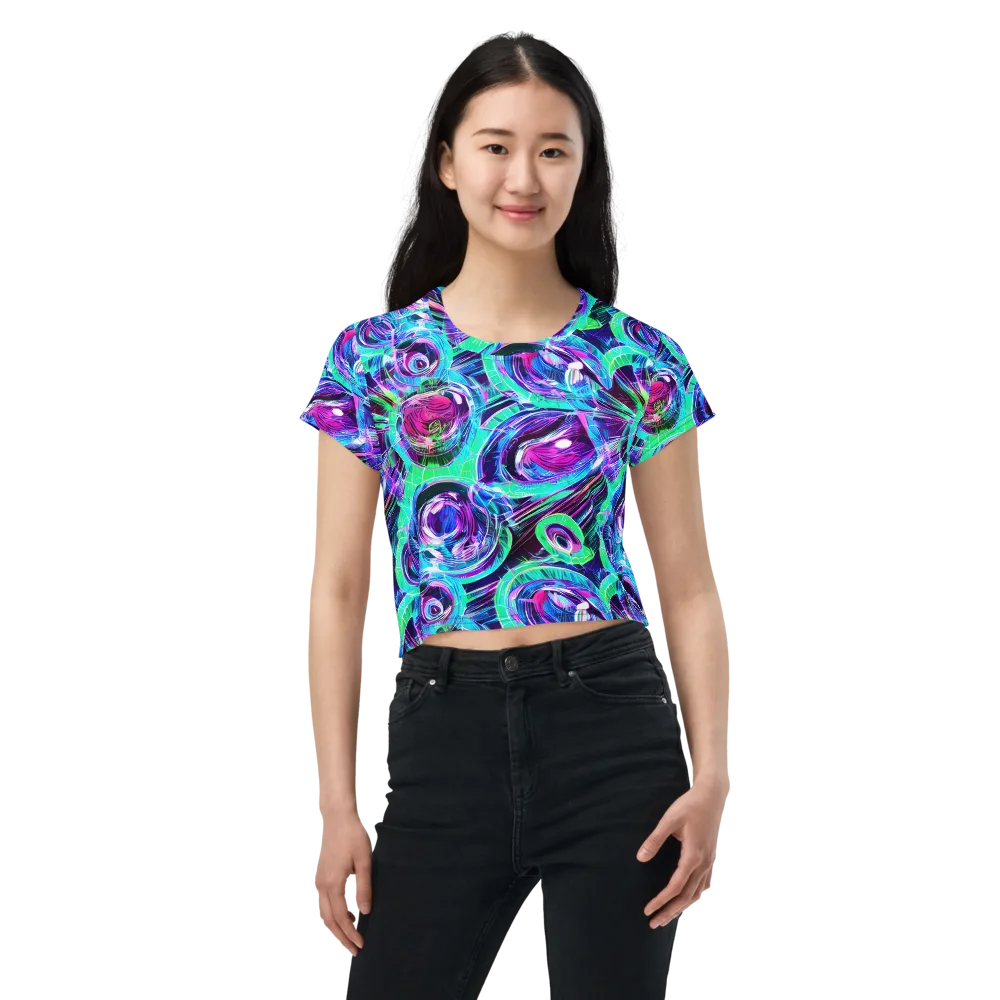 Digital Tidal Wave on Crop Tee — Front