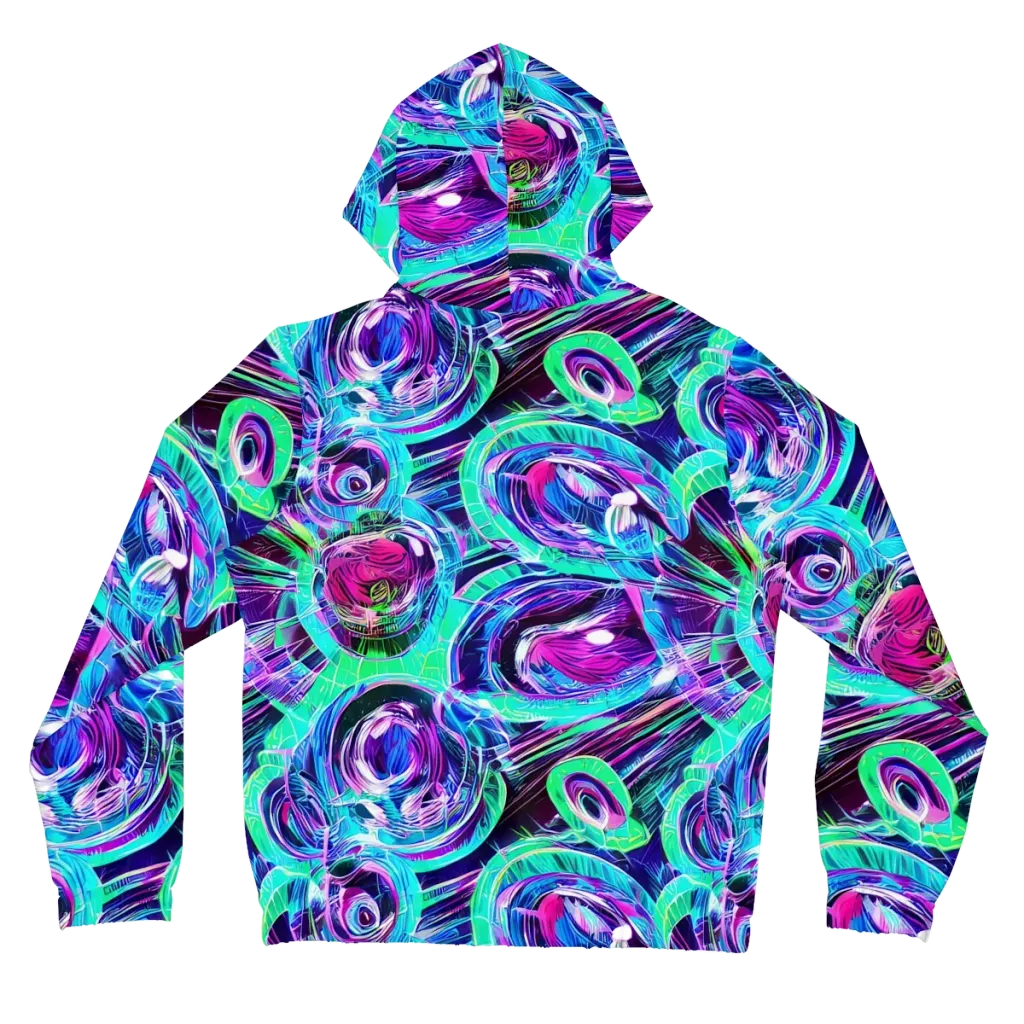 Digital Tidal Wave on Women's Full-Zip Hoodie — Back