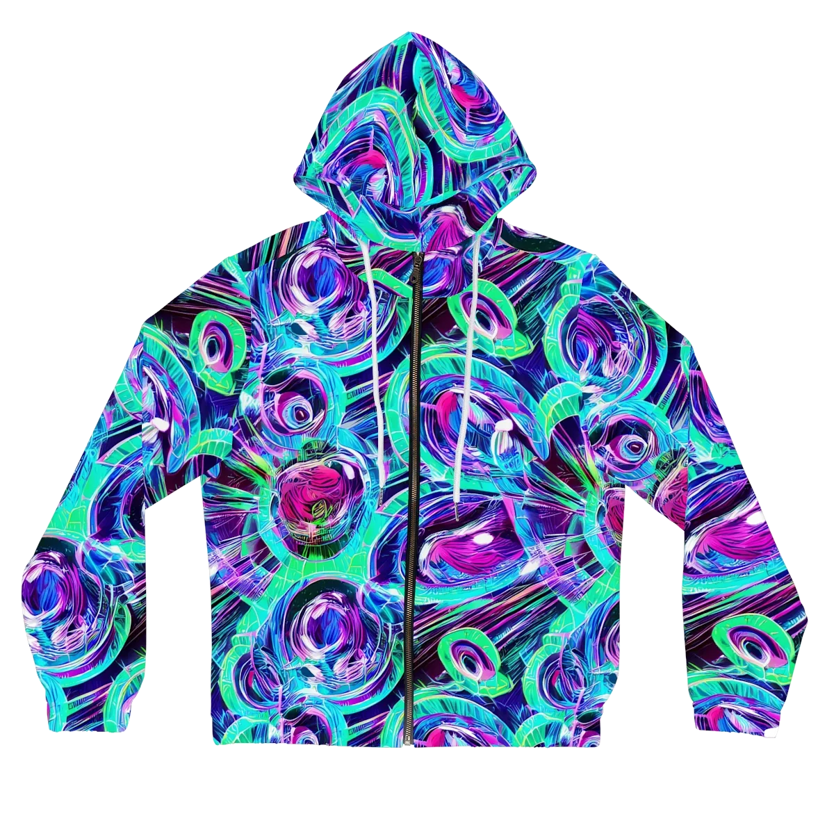 Digital Tidal Wave on Women's Full-Zip Hoodie — Front