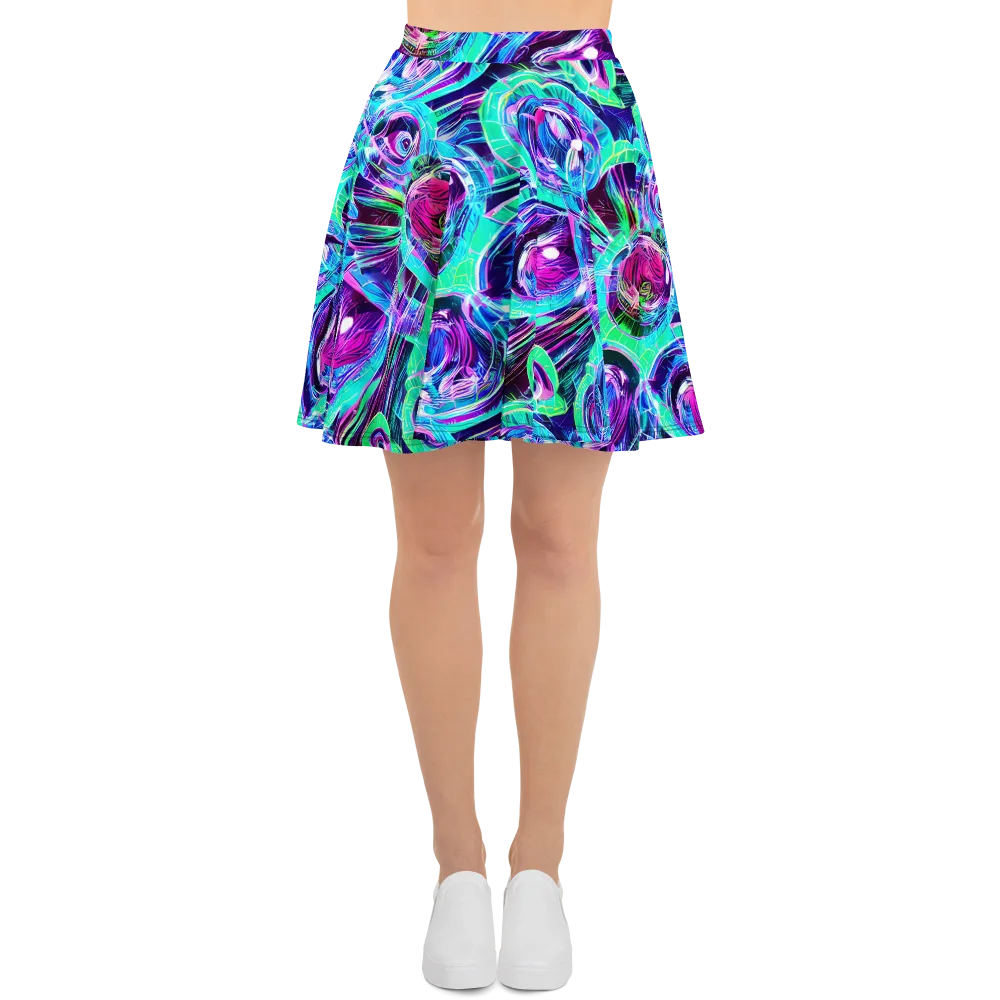 Digital Tidal Wave on Skater Skirt — Front