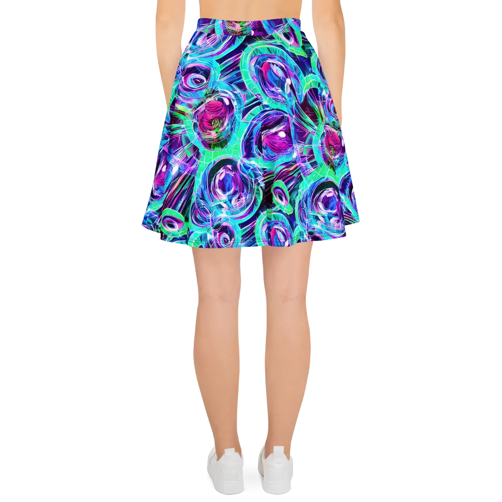 Digital Tidal Wave on Skater Skirt — Back