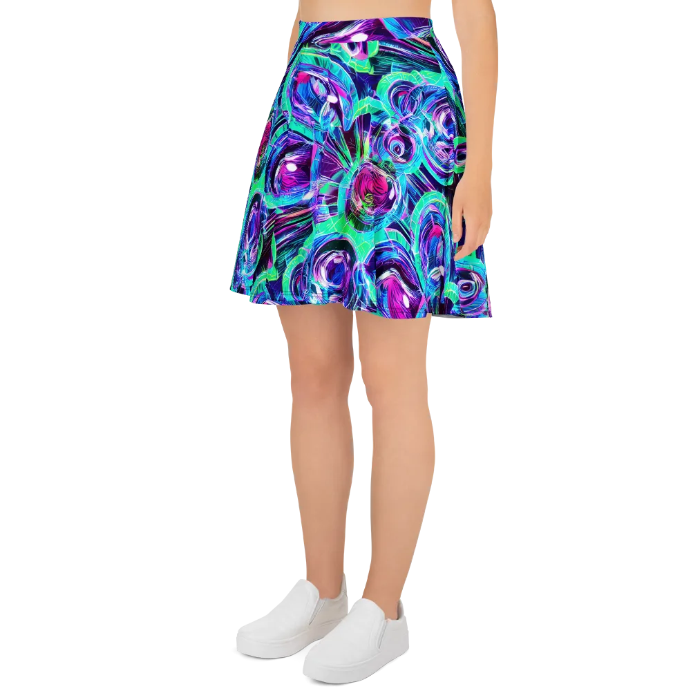 Digital Tidal Wave on Skater Skirt — Left