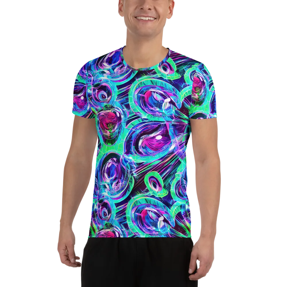 Digital Tidal Wave on Men's Athletic T-Shirt — Front