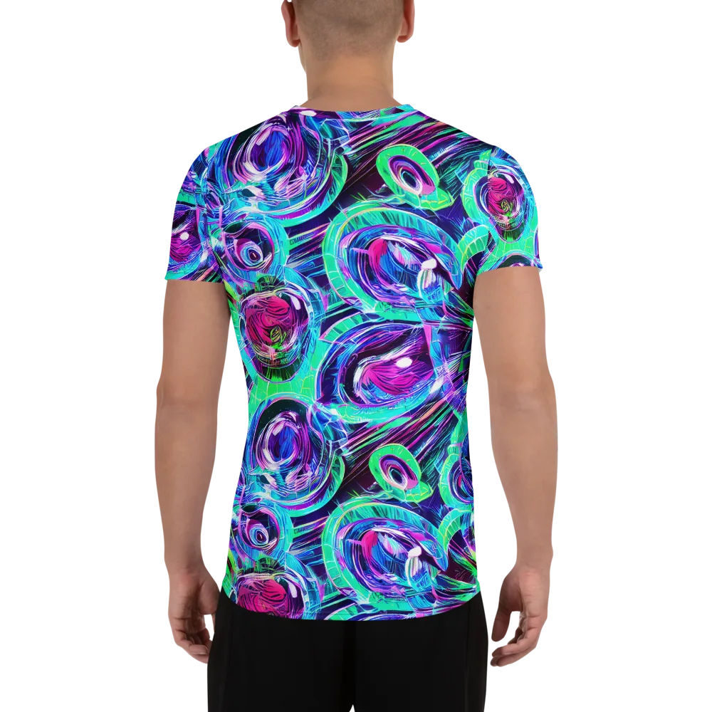 Digital Tidal Wave on Men's Athletic T-Shirt — Back