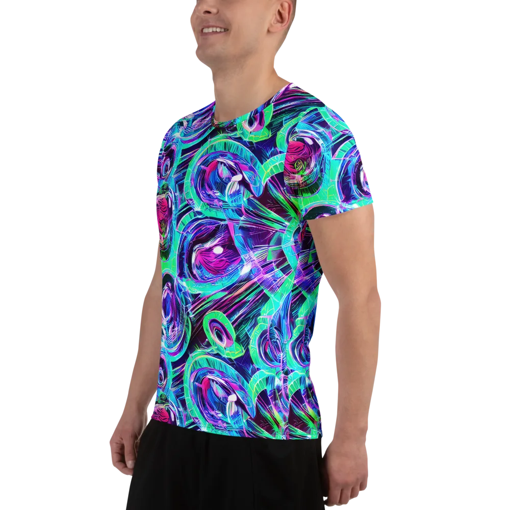 Digital Tidal Wave on Men's Athletic T-Shirt — Left