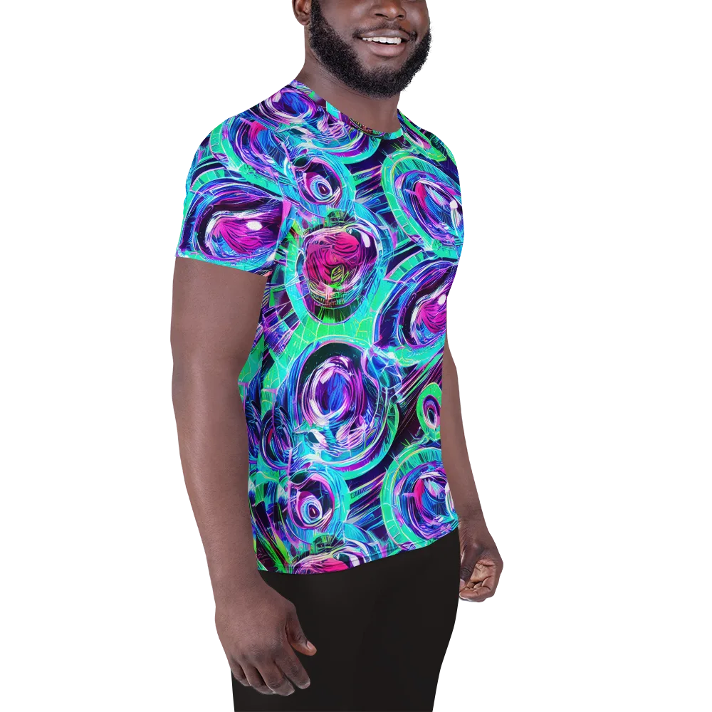 Digital Tidal Wave on Men's Athletic T-Shirt — Right
