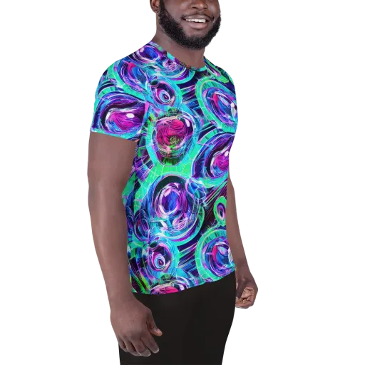 Digital Tidal Wave on a Men's Athletic T-Shirt