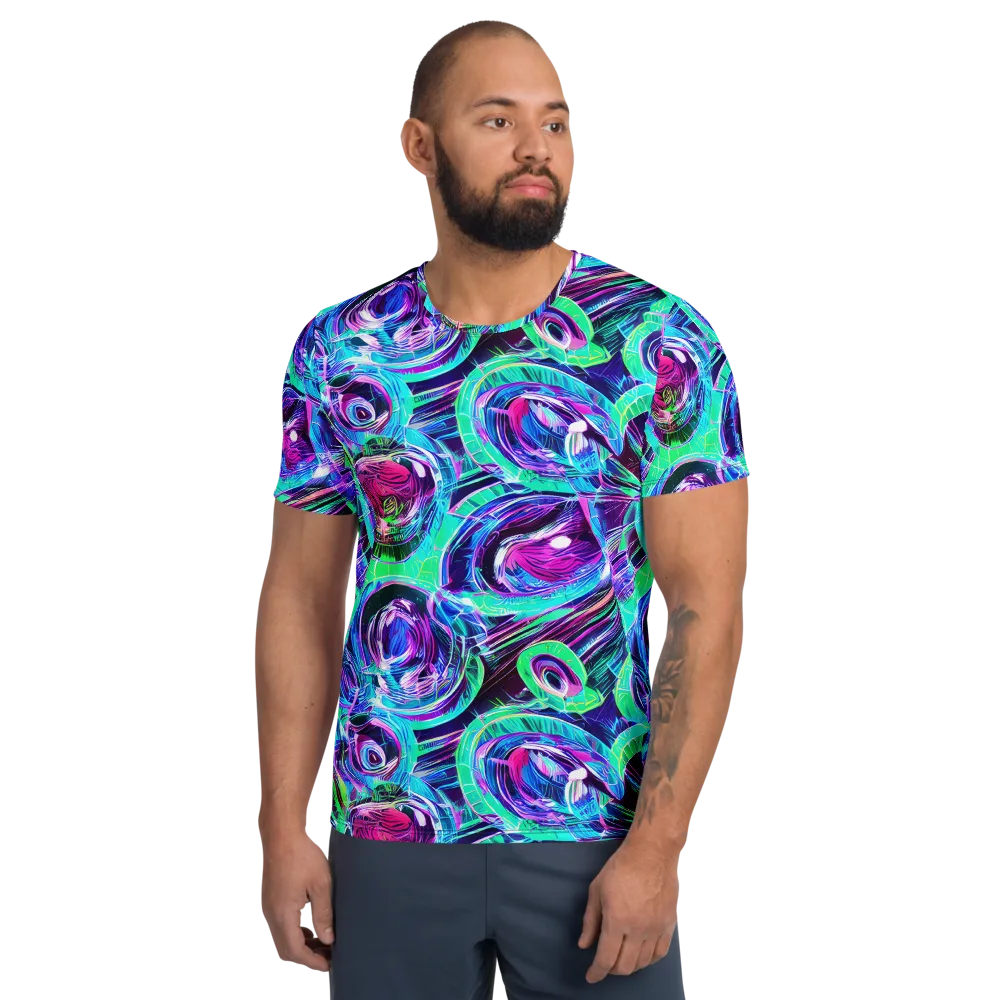 Digital Tidal Wave on Men's Athletic T-Shirt — Front