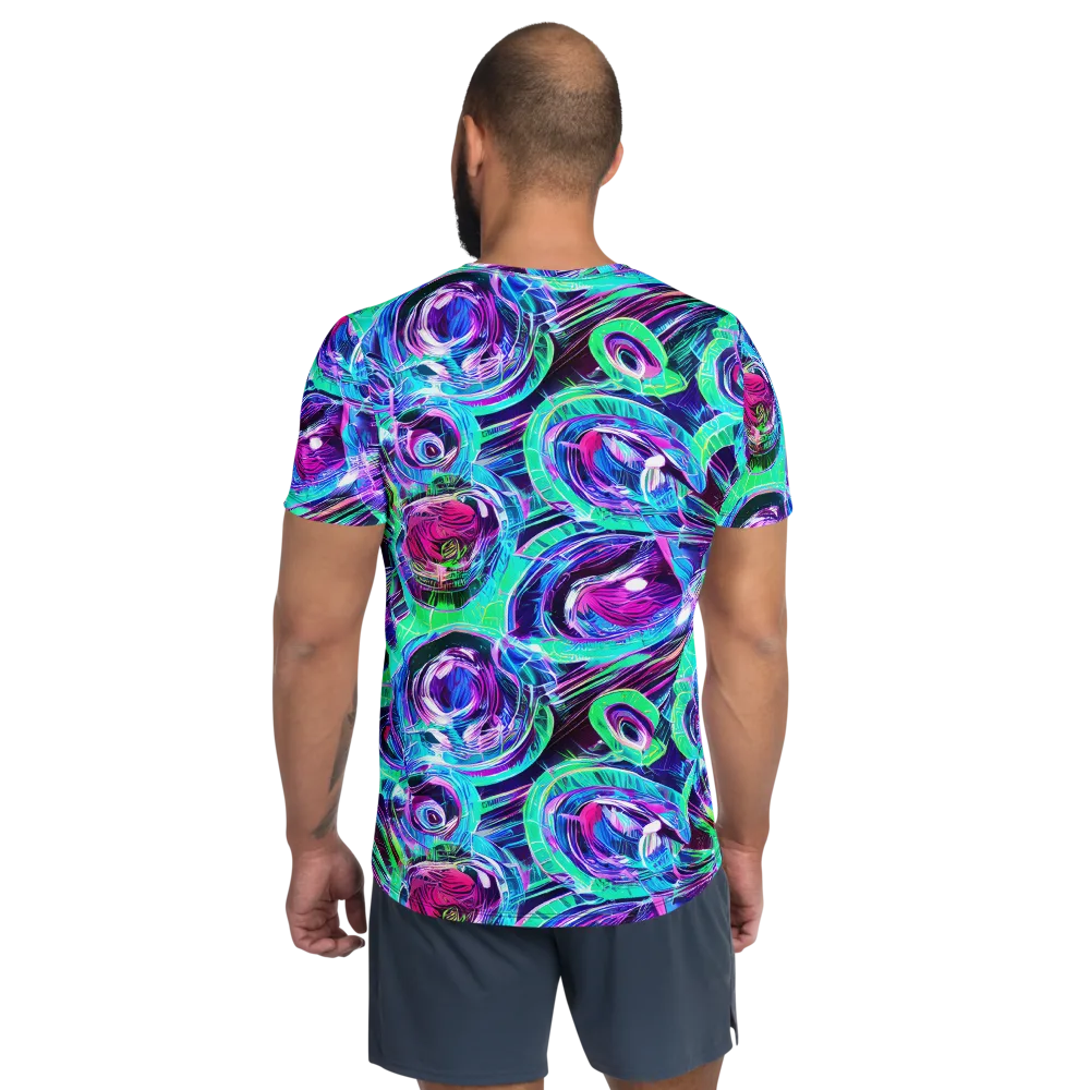 Digital Tidal Wave on Men's Athletic T-Shirt — Back