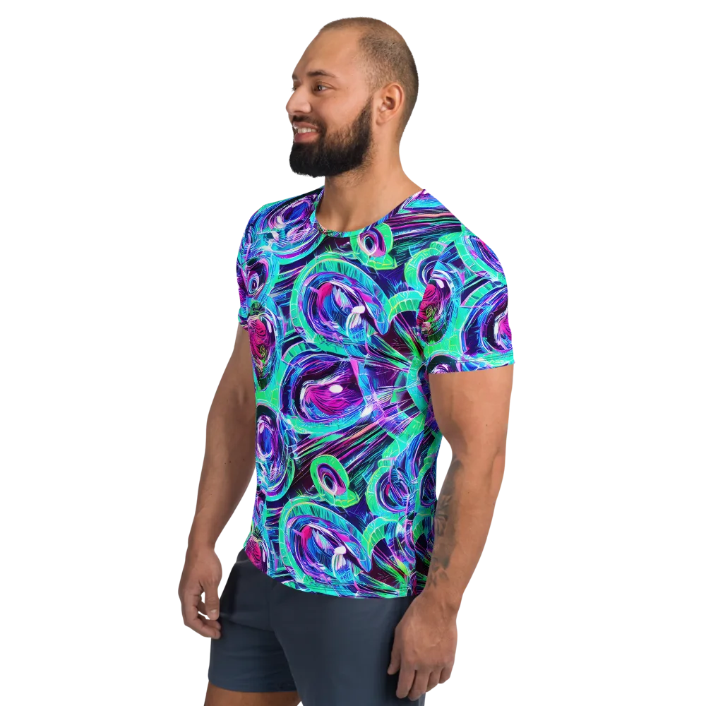 Digital Tidal Wave on Men's Athletic T-Shirt — Left