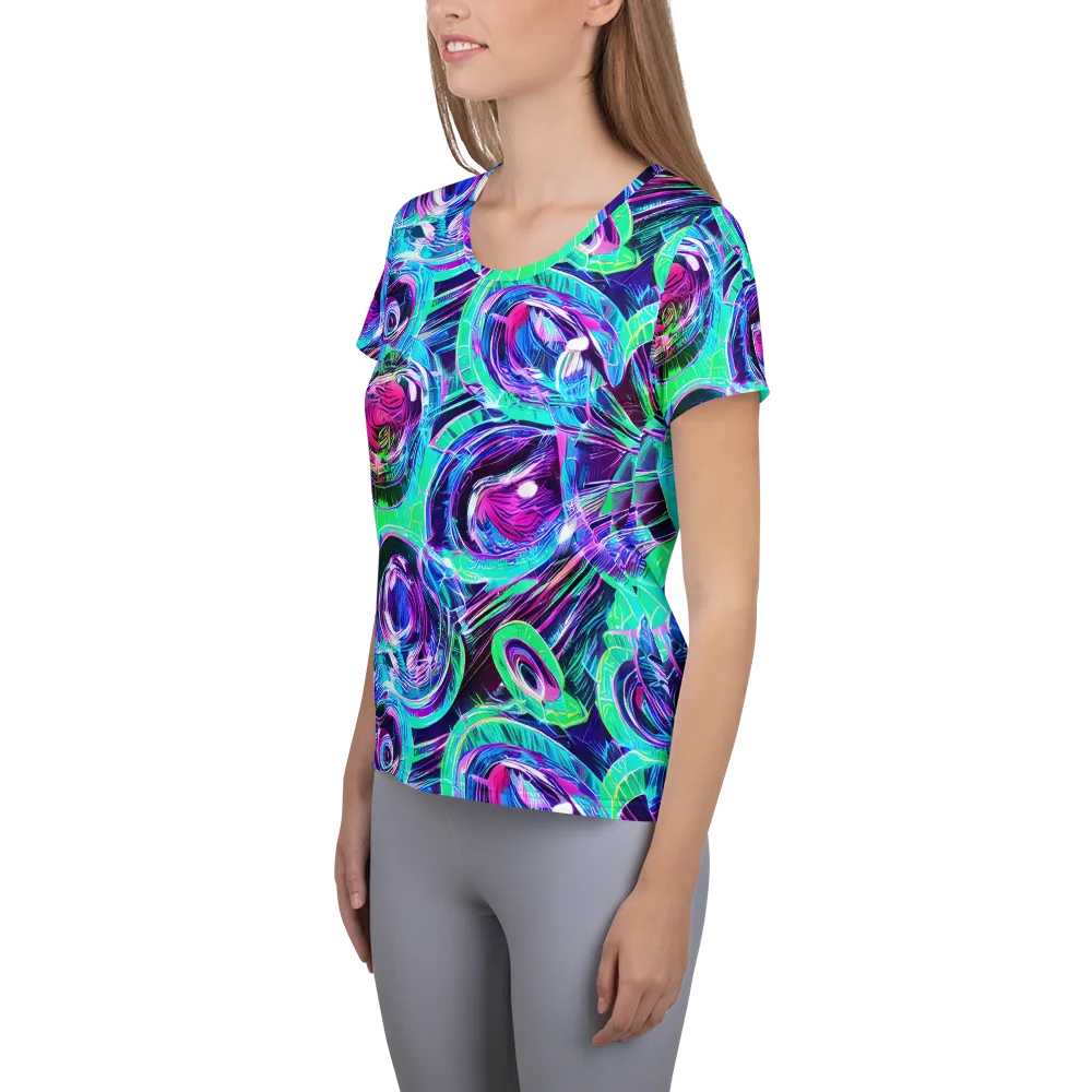 Digital Tidal Wave on Women's Athletic T-Shirt — Left