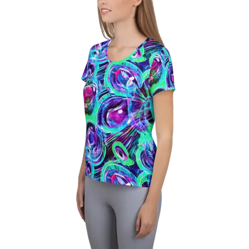 Digital Tidal Wave on a Women's Athletic T-Shirt