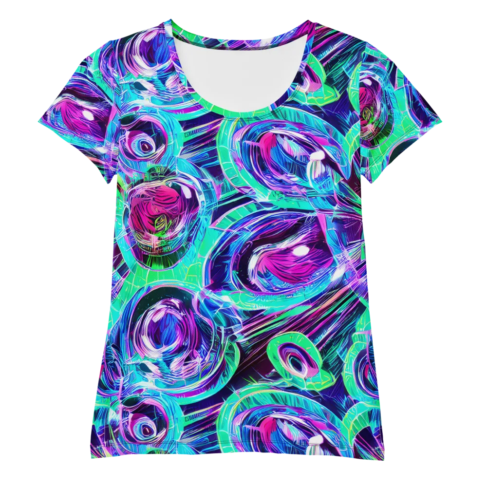 Digital Tidal Wave on Women's Athletic T-Shirt — Front