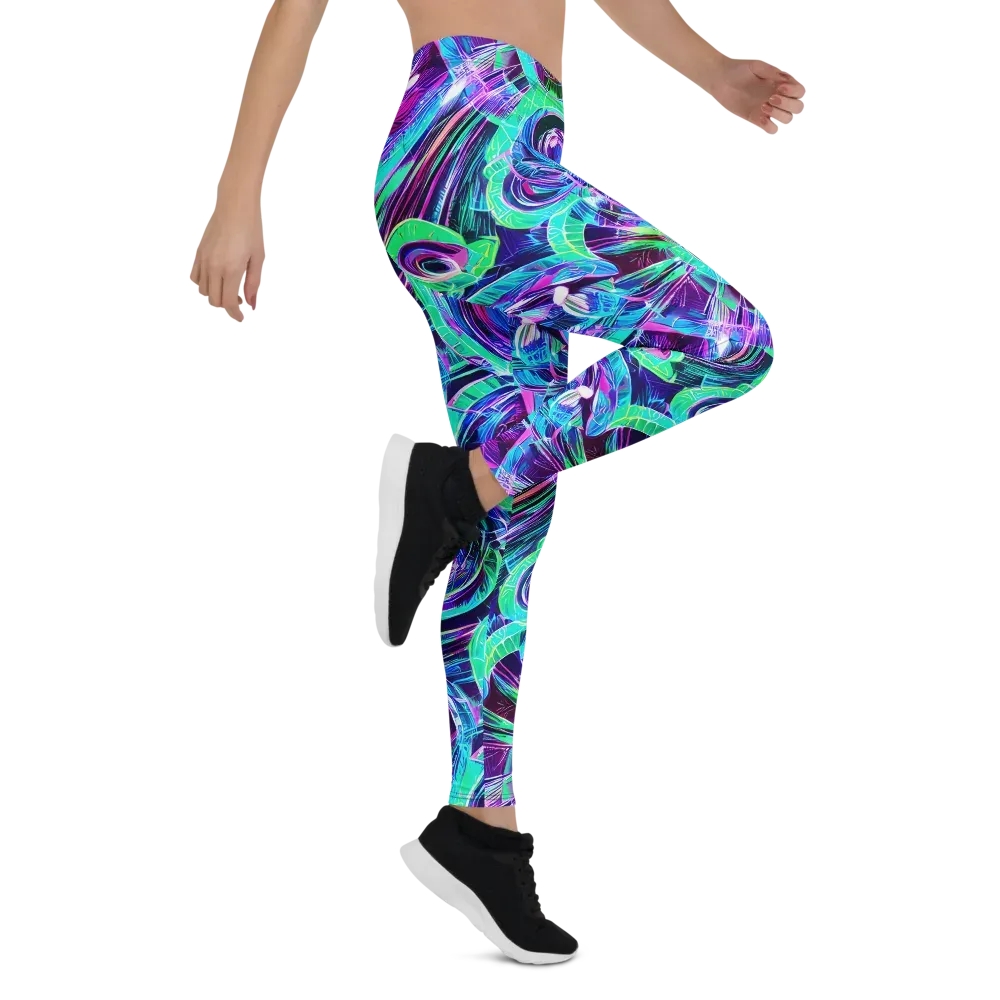 Digital Tidal Wave on Leggings — Right