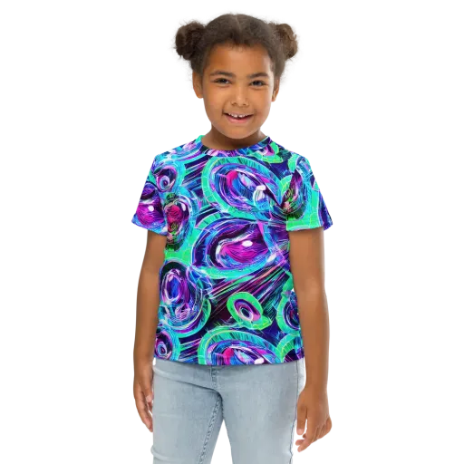 Digital Tidal Wave on a Kids Crew Neck T-Shirt