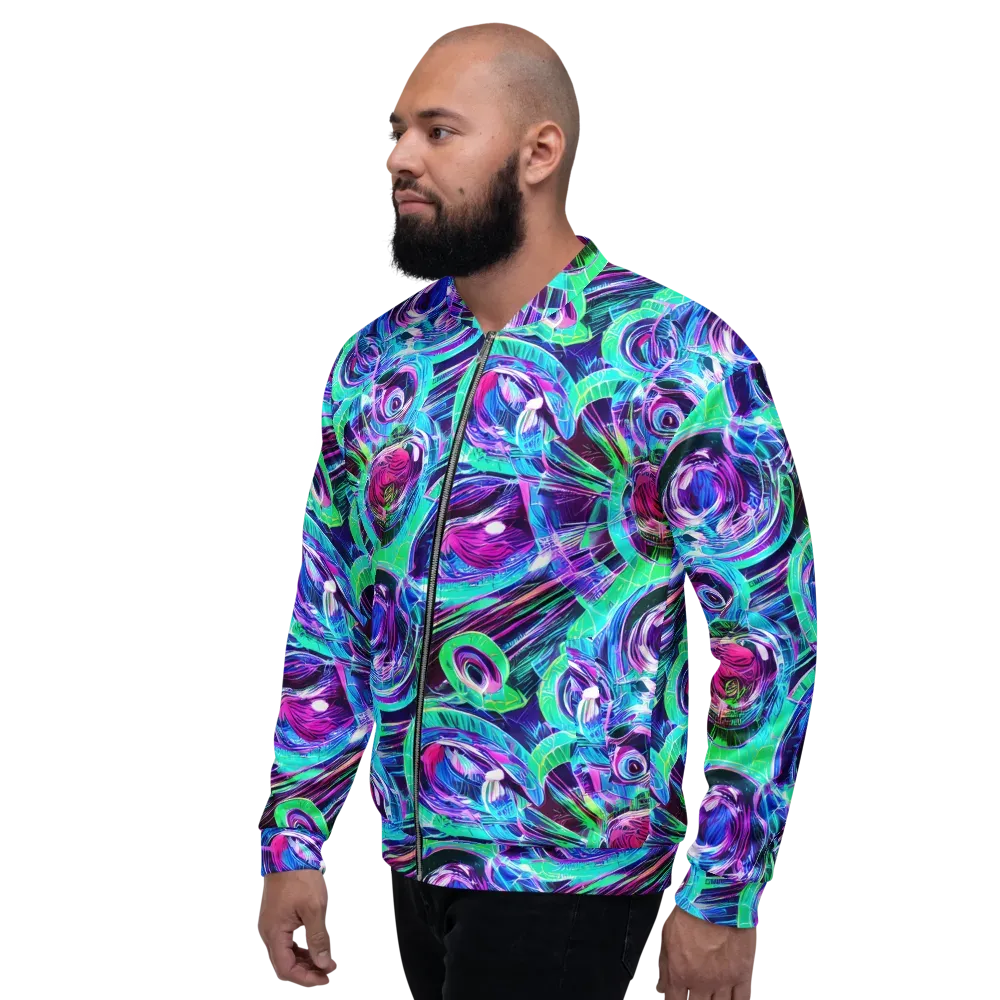 Digital Tidal Wave on Bomber Jacket — Left