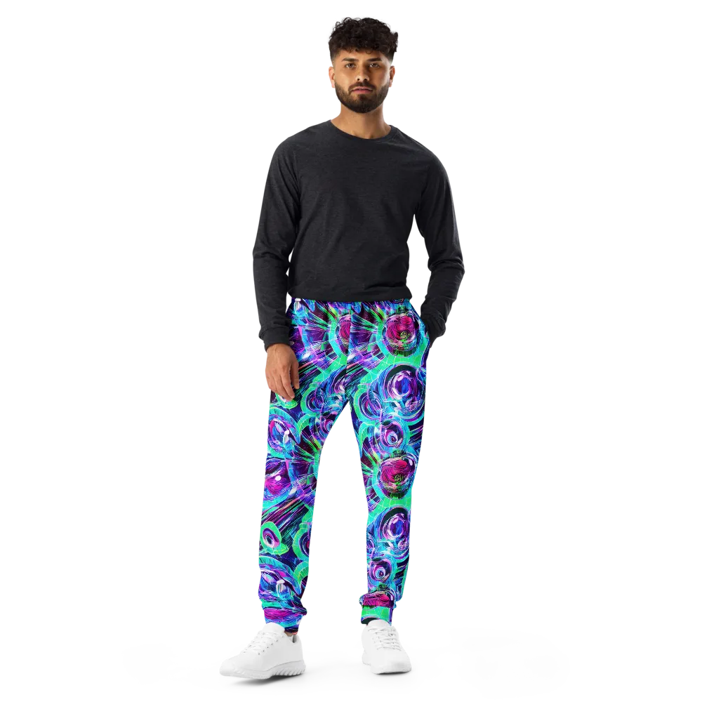 Digital Tidal Wave on Men's Joggers — Front
